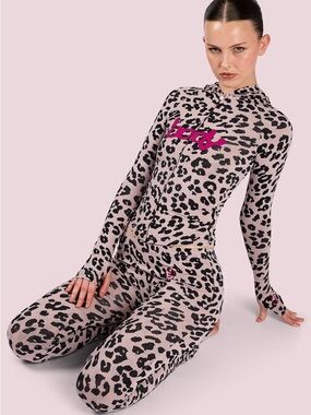 Body by raven Tracy Leopard Print Zip-Front Hoodie